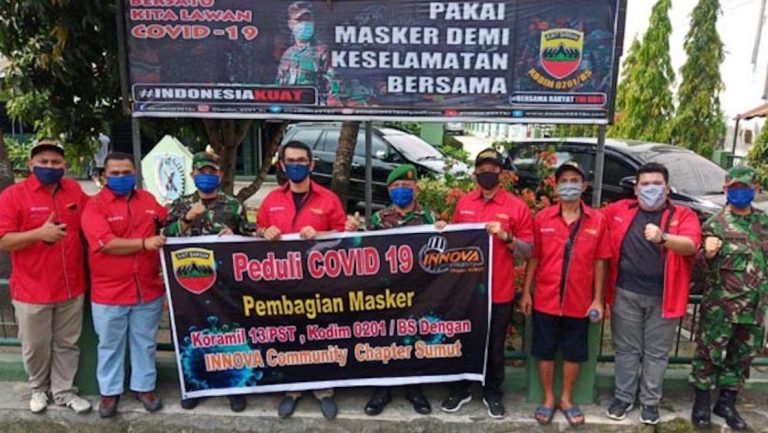 Komunitas Kijang Innova Peduli COVID-19 Bagikan APD dan 10.000 Masker Kain