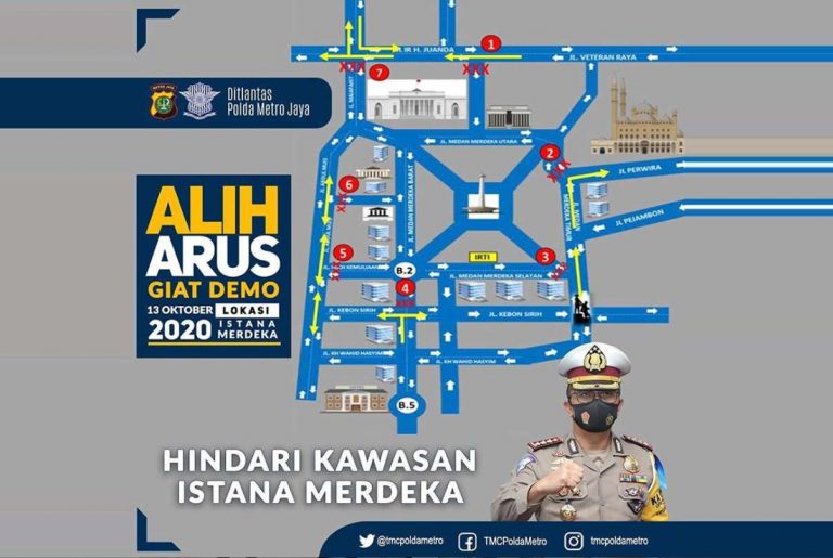 Hindari Kawasan Istana 13 Oktober 2020, Berikut Rekayasa Arus Lalu Lintas