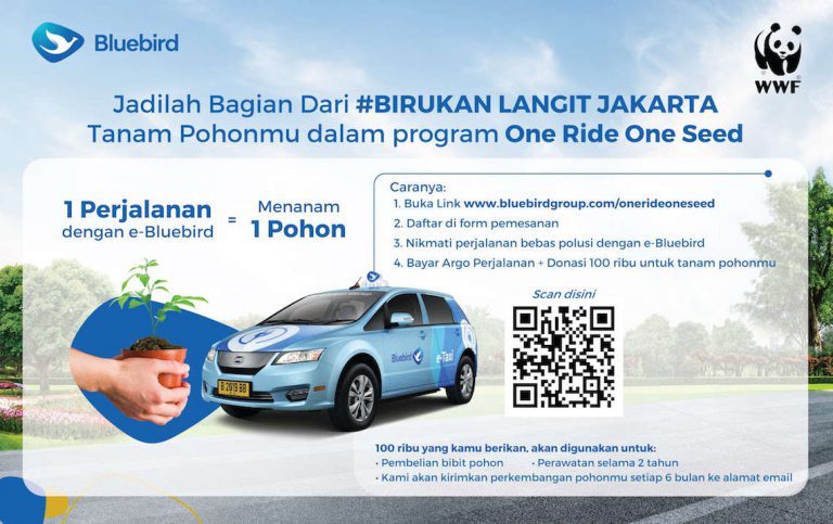 One Ride One Seed, Naik Taksi Listrik Bluebird Ikut #BirukanLangitJakarta