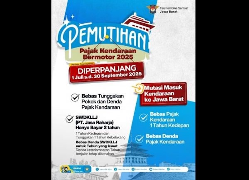 Pemutihan Pajak Kendaraan Pemprov Jawa Barat Diperpanjang