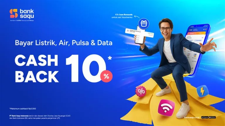 Bayar Tagihan Bulanan Lebih Hemat, Pakai Bank Saqu Ada Cashback 10%