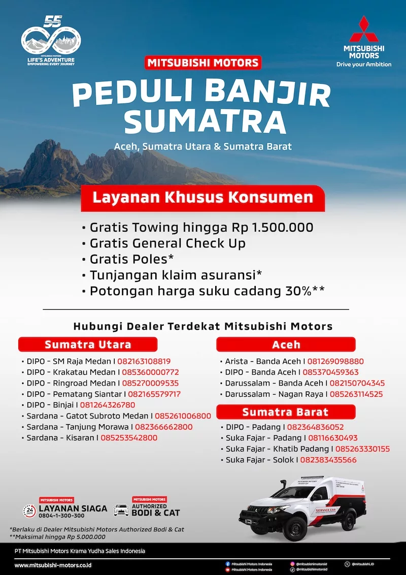 Mitsubishi Motors Peduli Banjir Sumatera