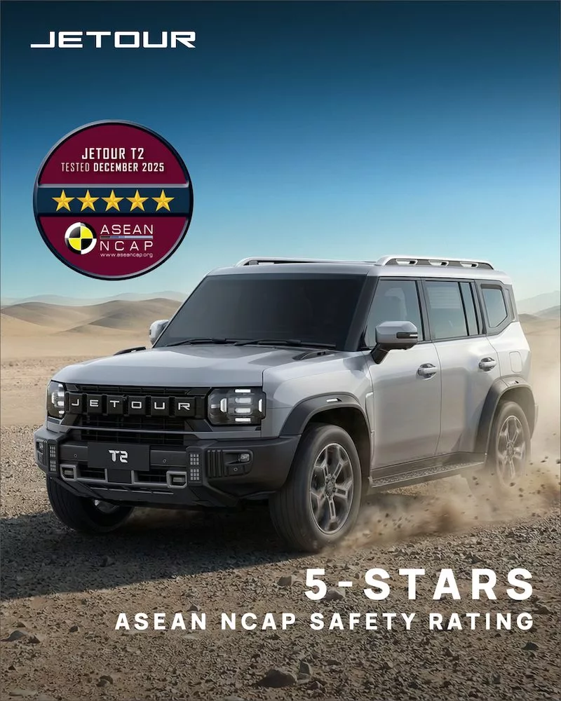 JETOUR T2 Raih 5 Bintang ASEAN NCAP