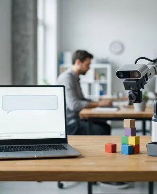 Ilustrasi visual yang membandingkan kemampuan AI agent dan chatbot.