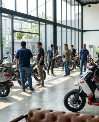Berbagai model motor listrik Indomobil terbaru berjejer menampilkan desain modern dan spesifikasi canggih.