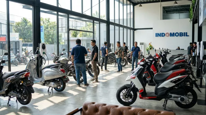 Berbagai model motor listrik Indomobil terbaru berjejer menampilkan desain modern dan spesifikasi canggih.