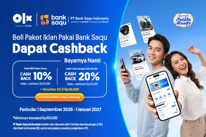 Sekarang Beli Kuota Iklan OLX Bisa Pakai Bank Saqu, Ada Cashback 20 Persen Beli Kuota Iklan OLX Bisa Pakai Bank Saqu