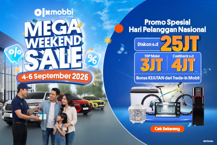 Serbu Promo Mega Weekend Sale OLXmobbi, Ada Diskon Mobil Bekas Sampai Rp25 Juta! Promo Mega Weekend Sale OLXmobbi September 2026