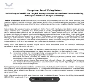 Pernyataan Resmi Wuling Motors